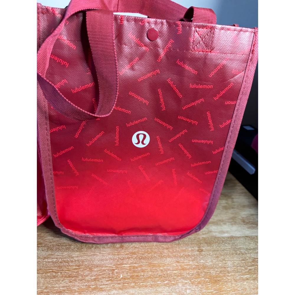 Lululemon Reusable Tote Bag Lot of 4 Red Burgundy Manifesto Logo Shopping Bags